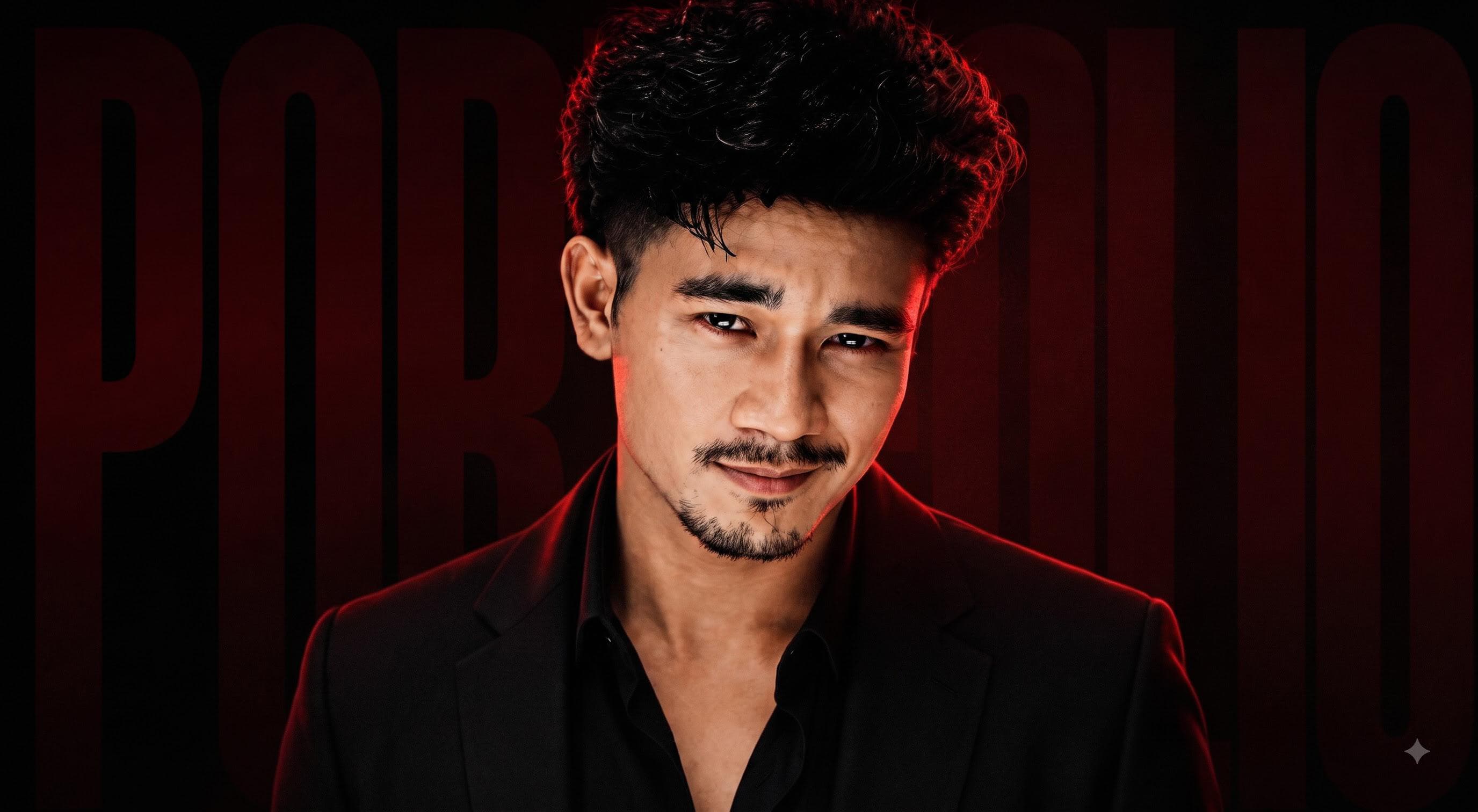 Portrait of Ishan Singha lit with dramatic red light
