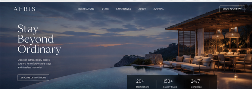 Aeris — Travel & Luxury Stay Website